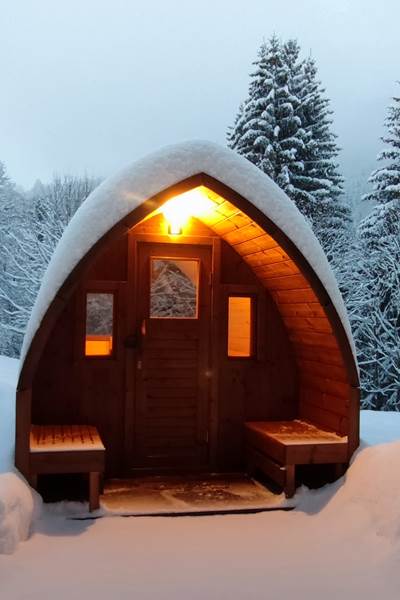 Le Sauna panoramique extérieur en hiver