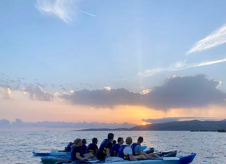 Abbartello canoe de mer kayak Corse coucher de soleil