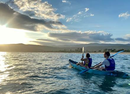 Abbartello canoe de mer kayak Corse coucher de soleil