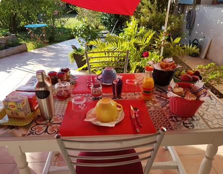 petit déj sur une des terrasses