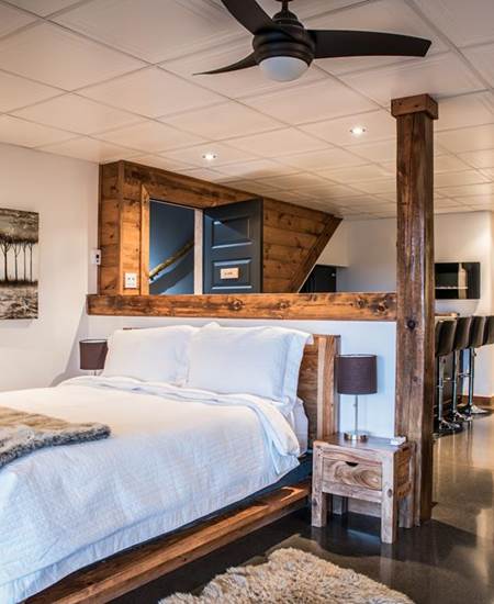 La suite avec vue époustouflante sur le Fjord, un grand lit double et un lit double escamotable.