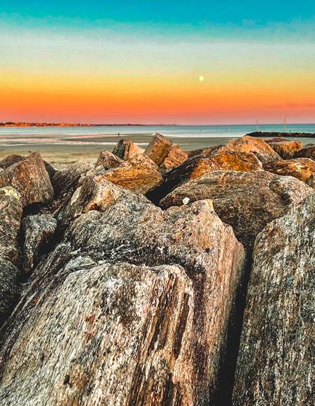 Coucher de soleil de la plage de Kerleven et la baie de La Forêt-Fouesnant Finistère