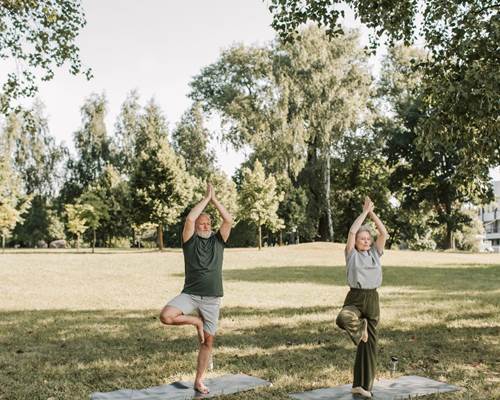 Séance de yoga en plein air au gîte, professeure certifiée Green Yoga
