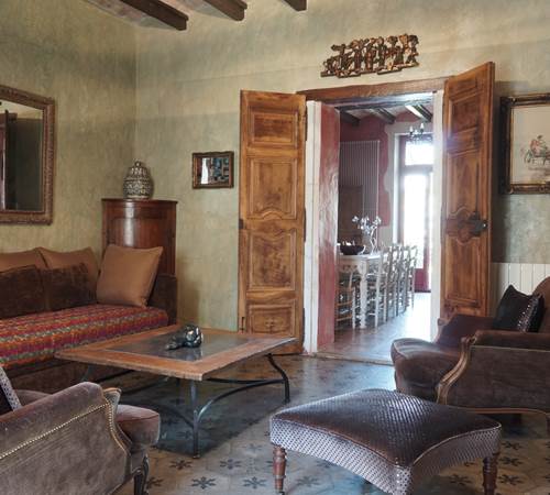 Maison en Provence de charme  - Salon ocre vert  - Lapalud - Vaucluse-galerie