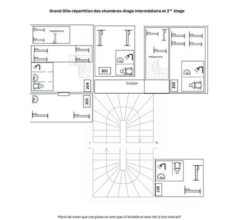 Plan Grand Gîte niveau intermédiaire et 2nd étage-photo-page