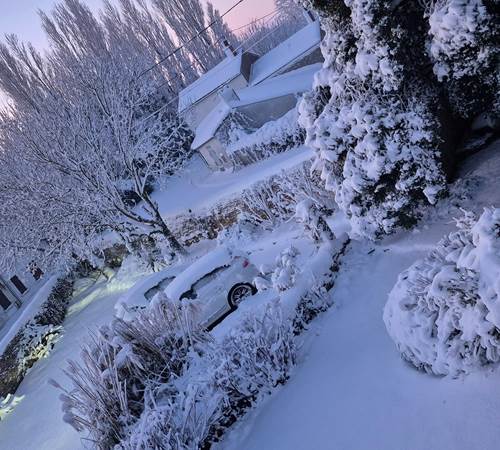 L'Enclos bleu sous la neige