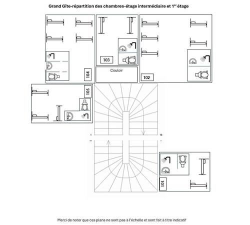 Plan Grand Gîte niveau intermédiaire et 1er étage-photo-page