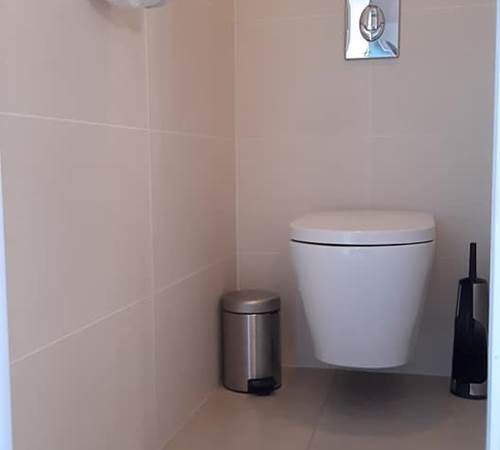 wc suspendu indépendant fermé dans la chambre-galerie