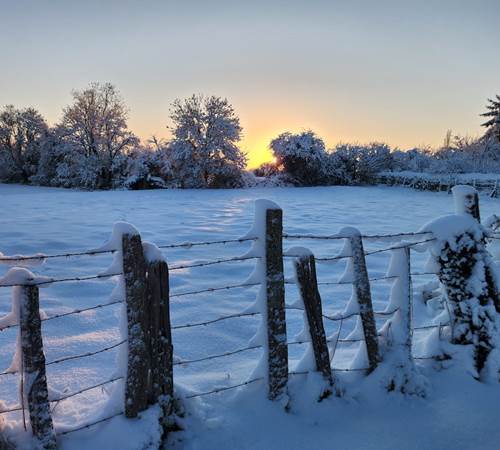 L'Enclos bleu sous la neige