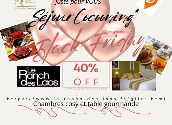 Black Friday séjour cocooning-40% au Ranch des lacs