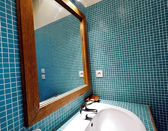 la salle de bain de la maison bleue
