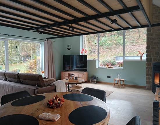 salon avec vue arrère au Loft du Renard