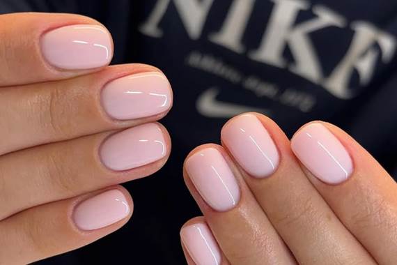 Milky Pink Short Oval Nails ? Simple Nude Glossy Manicure Ideas for August ??