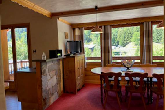 Cornettines Séjour cuisine vue montagne