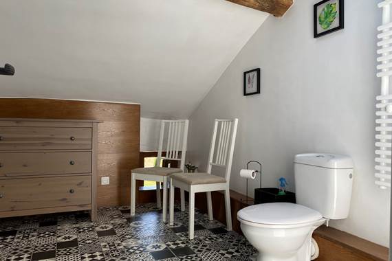 Photo de la salle de bain de la Chambre Champagne - Chambres d'hôtes La Grange Richard à Dinsac