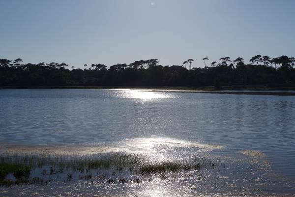 Magnifique coucher de soleil sur le lac marin d'Hossegor
