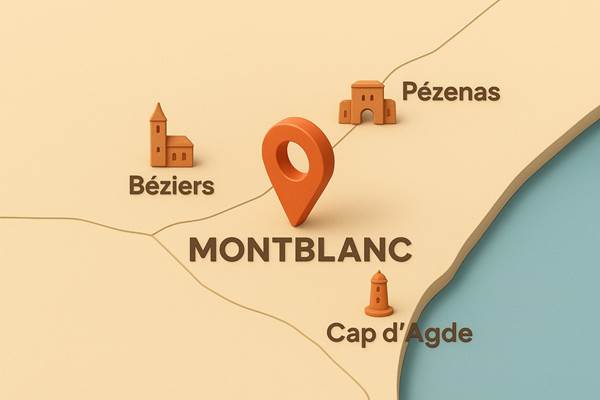 Carte Montblanc - Pézenas - Cap d'Agde - Béziers