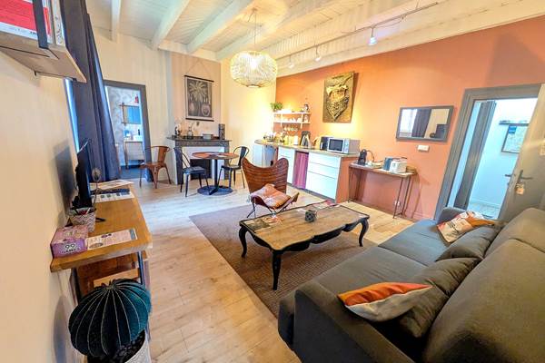 16 bis gite hotel-albi-marssac-salon-salle à manger-cuisinne équipée-appartement