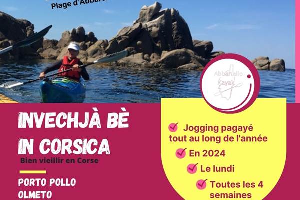 Bien vieillir en Corse jogging pagaye avec Abbartello kayak-photo-news