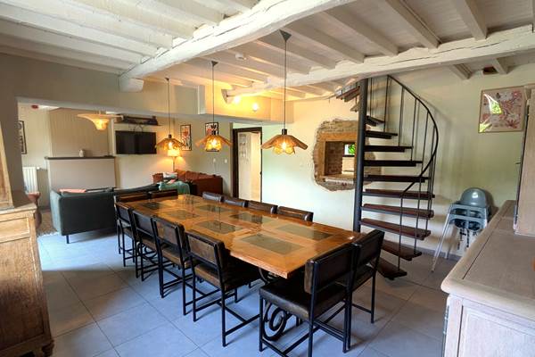 Bright dining space designed for large family meals and group stays