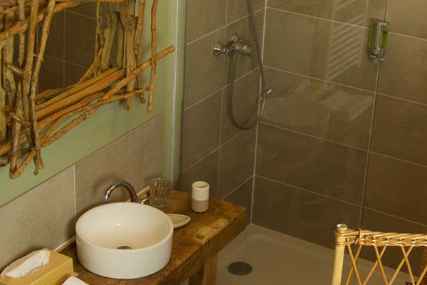 La salle d'eau donne dans la chambre