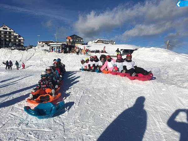 Les trains de Luge au départ de la descente de Superbagnères