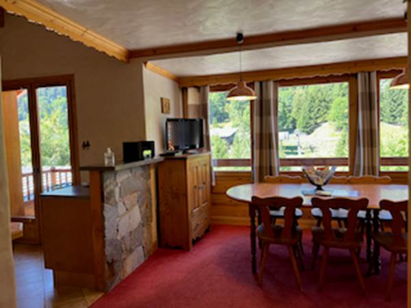 Cornettines Séjour cuisine vue montagne