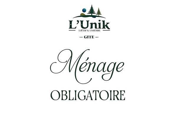 Option ménage obligatoire Gîte l'Unik