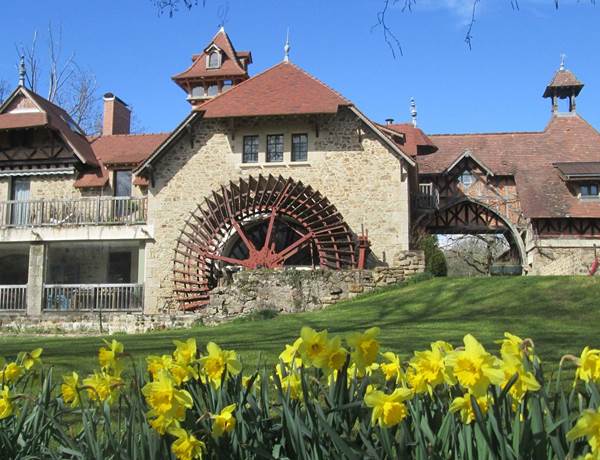 Moulin des Combes en avril avec les jonquilles