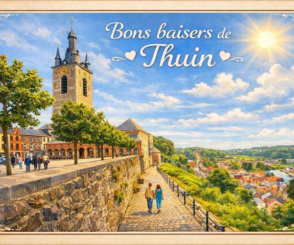 Les remparts de Thuin et son beffroi