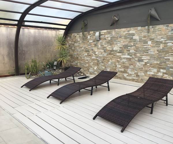 Terrasse hiver de la piscine