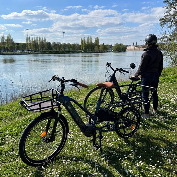 Bords de la Seine à Melun, Promenade de Vaux, En vue au fond, la Collégiale Notre-Dame de Melun-photo-gallery