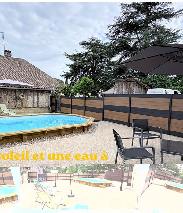 Piscine - transats - salon jardin - parasol