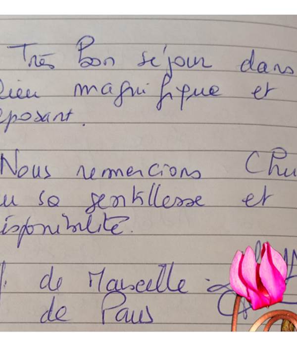 Sur le Livre d'Or avril 2026 - Domaine des Cyclamens