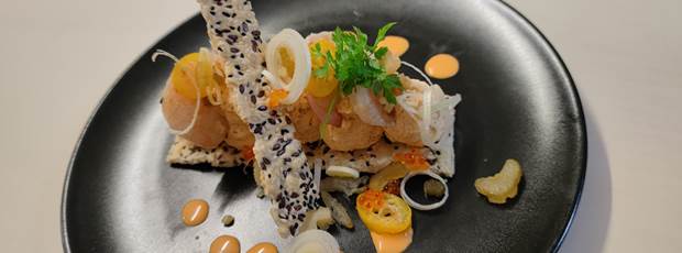 millefeuille salé aux sampis poêlés