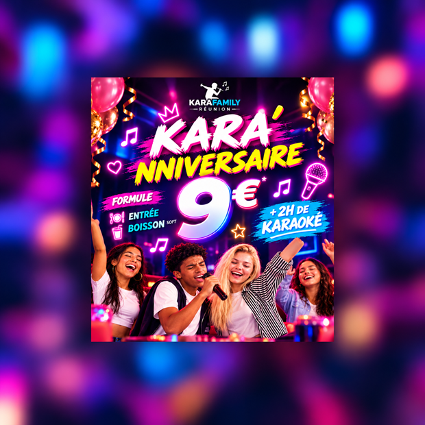Affiche anniversaire karaoké néon