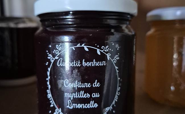 Confiture de myrtilles au limoncello