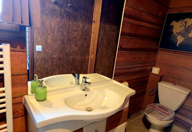salle de bain avec douche, WC, lavabo