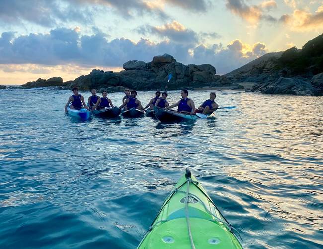 Abbartello kayak Corse coucher de soleil Aglio