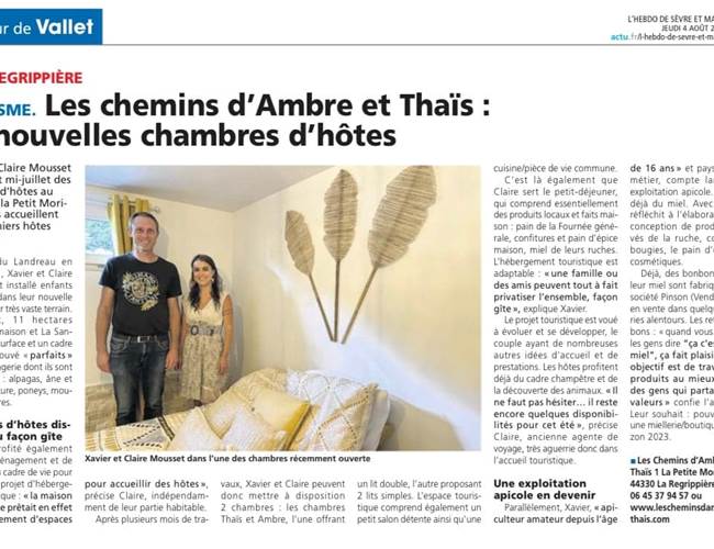 Article Hebdo Sèvre et Maine 04 août 2022