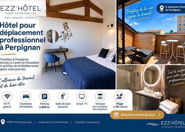 EZZ’HÔTEL Canet-en-Roussillon – Chambre confortable et terrasse privative