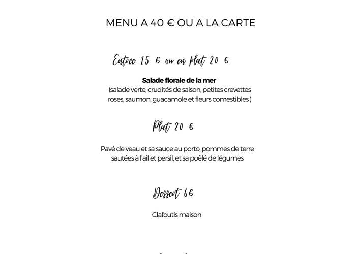 Menu fête des mères 2026 La Forge Castellane