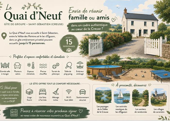 Le Quai d'Neuf — Gîte de groupe en Creuse (15 personnes)