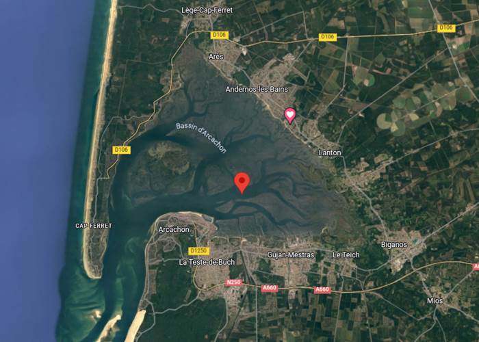 Le plan du Bassin d'Arcachon grâce à Google Maps