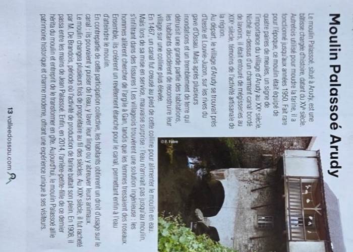 Article de journal sur l'histoire du moulin dArudy