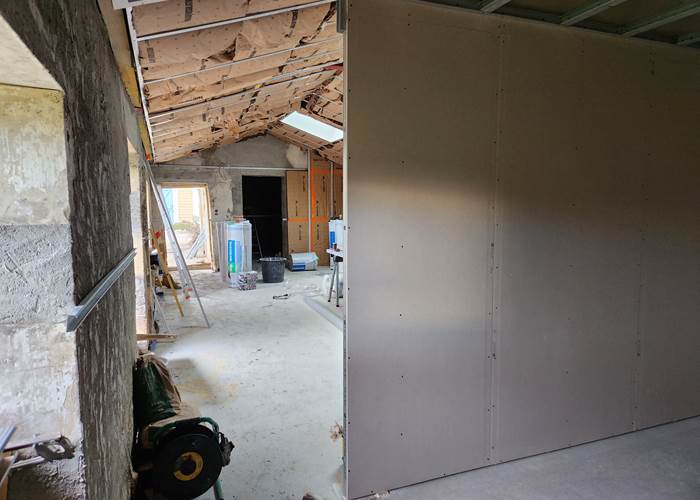 Travaux salle de réception, raillage et pose de placo