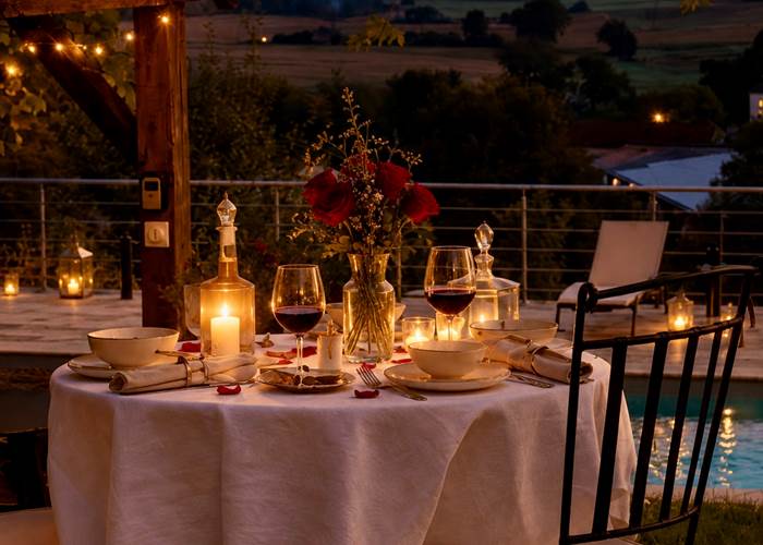 Dîner romantique gîte La Blanchie Haute