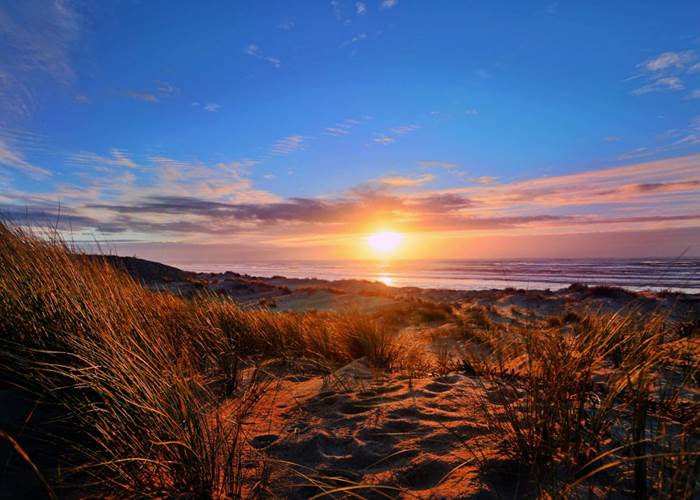Coucher de soleil sur les plages des Landes