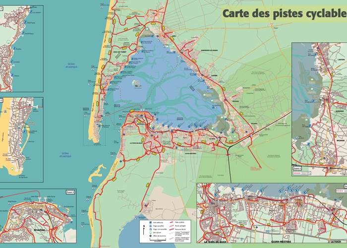 carte des pistes cyclable Bassin d'Arcachon