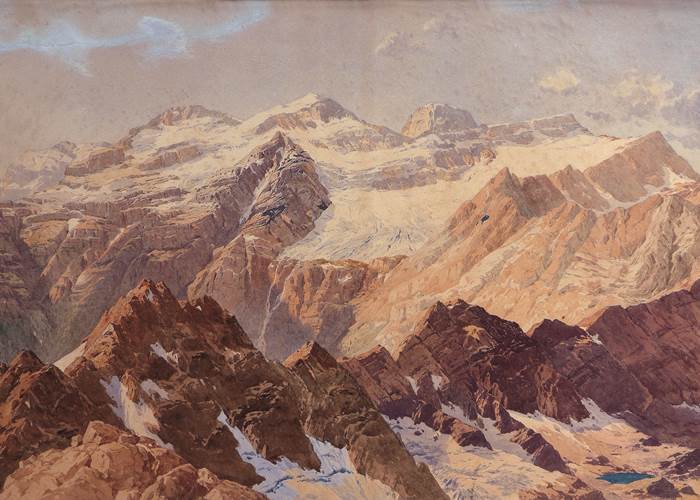 Le Mont-Perdu vu des crêtes du cirque de Troumouse ©E. Bielle